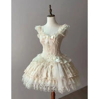 Lovely Kawaii Slash Neck Slim Lolita Dress Women Sweet Design Bow Off Shoulder Sling Dresses Elegant Cute Pretty New Clothing