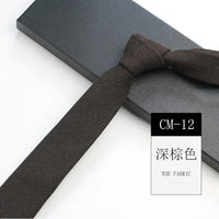 Classic 6cm Solid Navy Brown Neckties For Men Narrow Soft Cotton Neck Ties Casual White Tie Club Party Shirt Accessories Cravat