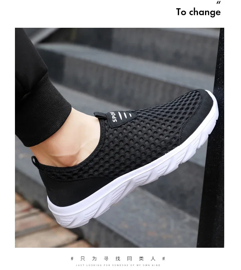 YRZL Lightweight Men Casual Shoes Breathable Slip on Male Casual Sneakers Anti-slip Men's Flats Outdoor Walking Shoes Size 39-46