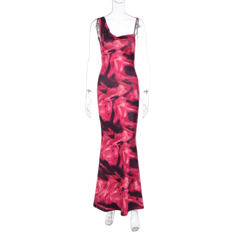 2023 Sexy Elegant Vintage Women Sleeveless Print Evening Party Dress