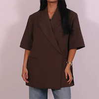 Ladies Loose Blazer Suit Solid Casual Turn Down Collar One Button Coat High Waist Shorts 2025 Summer Autumn Formal New Outfits