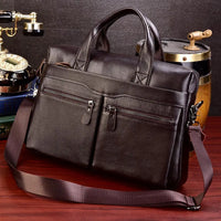 Business Laptop Bag Men Genuine Leather Handbags Male Leather Travel Briefcases Men High Quality Cowhide Leather Messenger Bags