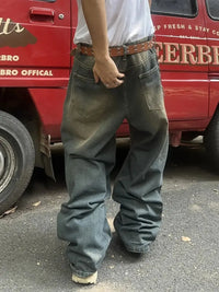 Men's American casual jeans, loose straight, not easy to deform, comfortable to wash, solid color, can be worn in all seasons