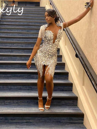 Sparkle Silver Sequin Prom Dress For Black Girls Sheer Neck Beaded Tas Mega Mart Center Sparkle Silver Sequin Prom Dress For Black Girls Sheer Neck Beaded Tas Mega Mart Center