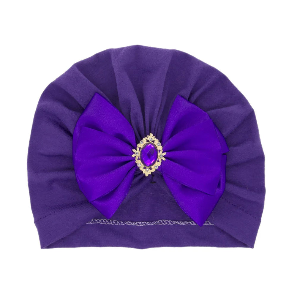 1 Pieces Children Print Baby Hat Kids Cap Newborn Girls Bowknot Diamond Photography Props Spring Autumn Beanie Infant Props
