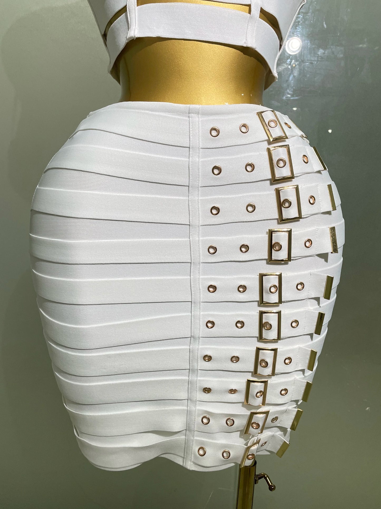 2025 New Arrival High Quality Women Sexy Bandage Tops Fashion Pencil Skirts Set Nightclub Party Celebrate Women's Set