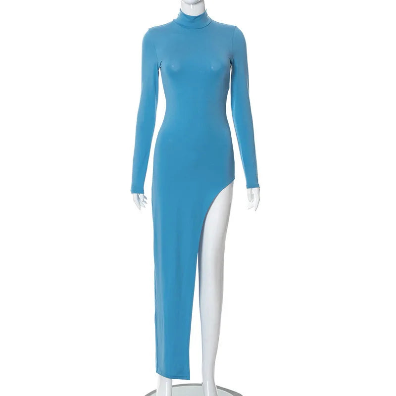 High Ne Long Slit Color Sexy Slim Fit Dr Polyester Fiber Regular Sve High Waist One Step Skirt Spring Season Women's ...