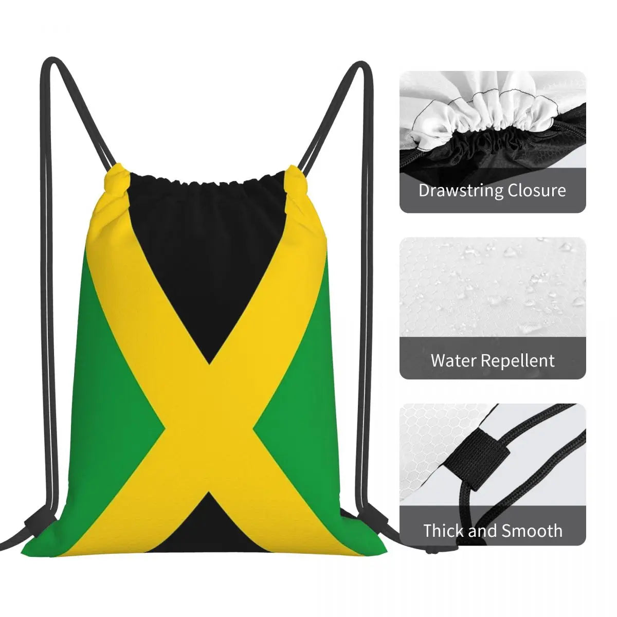 Jamaica Flag Backpacks Casual Portable Drawstring Bags Drawstring Bundle Pocket Sundries Bag Book Bags For Man Woman Students