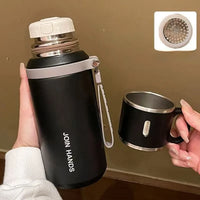 JUSTINLAU Spot Goods 600/800ML Thermos Cup Vacuum Flasks with Tea Strainer Stainless Steel Portable Travel Thermal Water Bottles