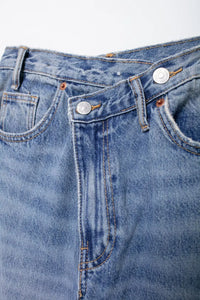 Jeans For Woman New Fashion Asymmetric Design High Waist Wide Leg Trousers Casual Women's Straight Leg Jeans