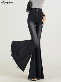 Skinny Jeans for Women Black Sexy Cool Girls Spring Summer Full Length Flare High Waist Do Old Casual Washed New Simple Design