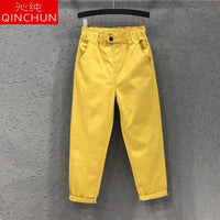 Woman Jeans Pants Denim Cropped Women's Autumn Casual Pants Elastic Waist Loose Feet Pantalones Vaqueros Mujer