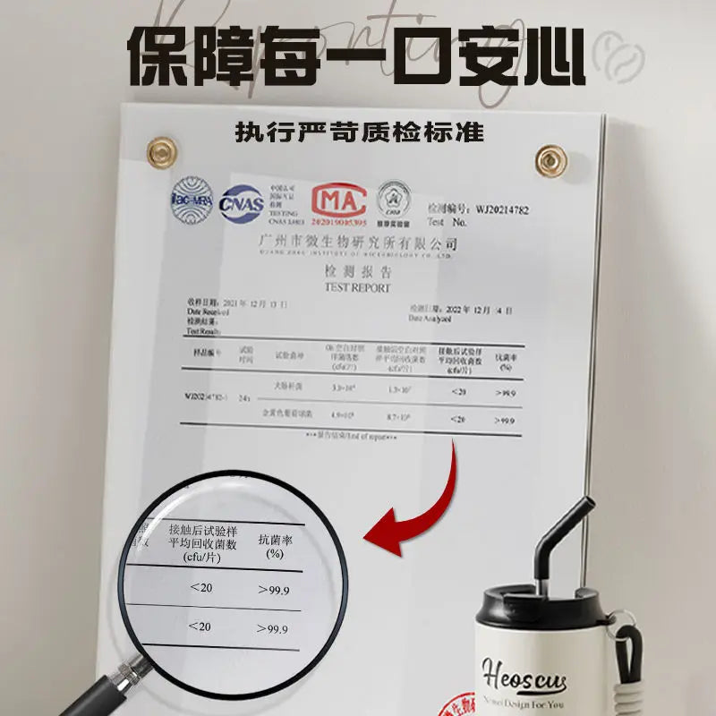 Insulated water cup, high appearance ceramic coffee cup, large capacity student with straw ice cream water cup