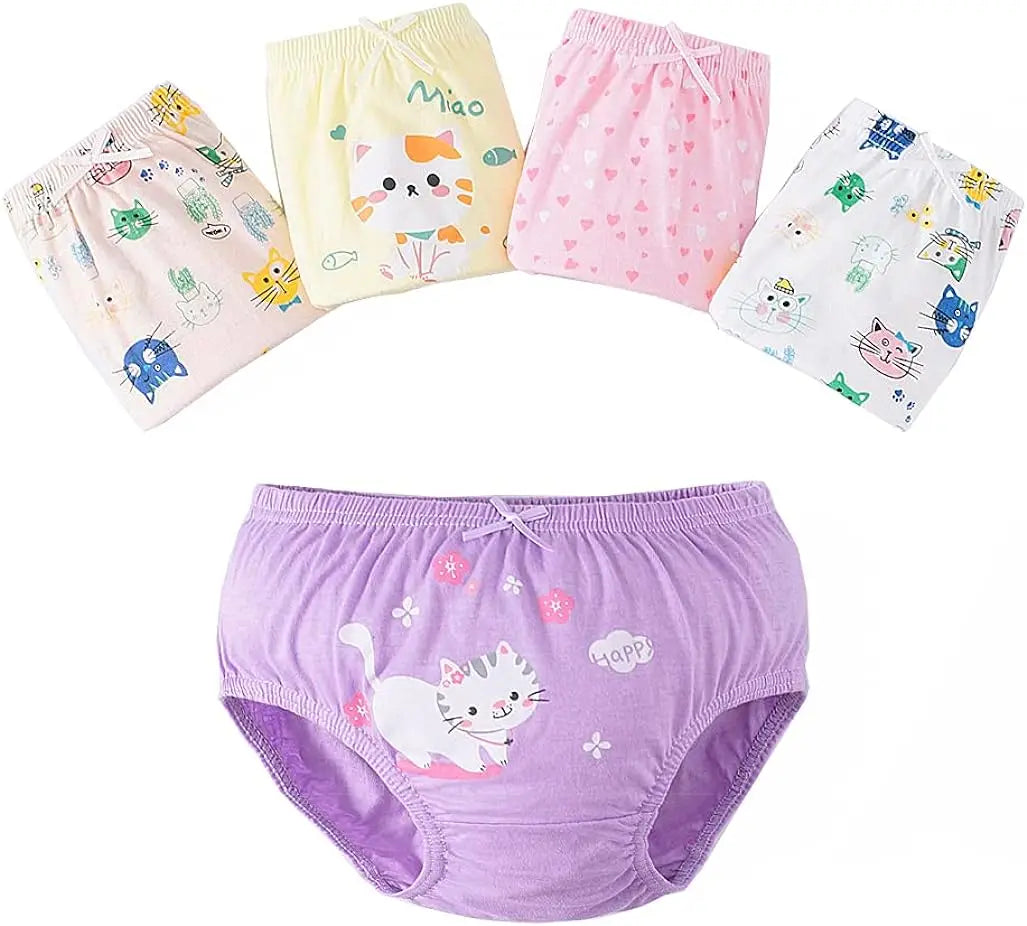 5 Pcs/Box Children Underwear Girl Soft Cotton Girls Briefs Pants Cartoon Lovely Cat Kids Underpants Breathable Panties For Girls