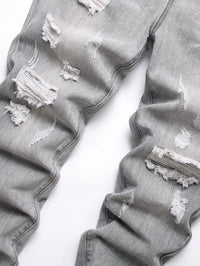 Men's Jeans Slim Fit Comfort Straight Leg Casual Mid Waist Denim Pants Grey Trousers Men Clothing