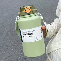 2L/ 67.63oz Large Capacity Stainless Steel Insulated Tumbler with Handle, Ice-Keeping and Thermal Straw, Sports Water Bottle