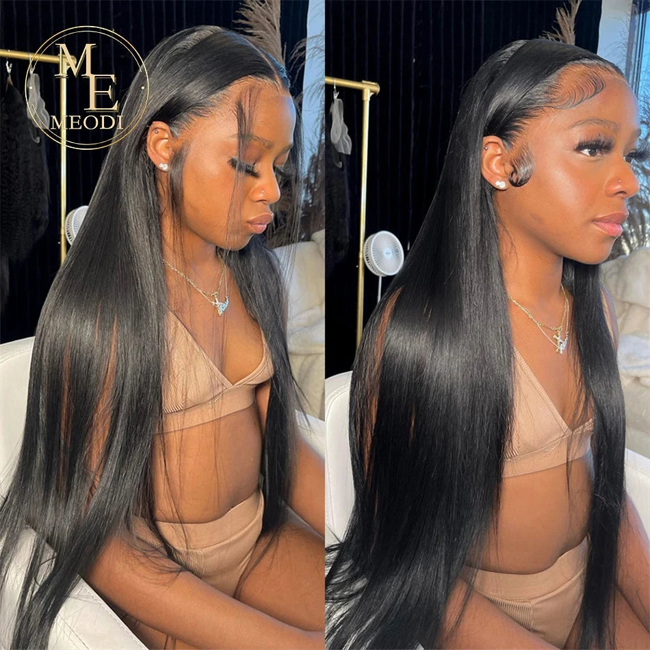 40 50 Inch 13x6 Bone Straight HD Transparent Lace Frontal Wig 250 Density Lace Front Human Hair Wigs 360 Full Lace Wig For Women