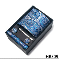 2025 New Design Fashion Brown Paisley Tie Handkerchief Cufflink Set For Men Necktie Clothing Accessories Birthday Present