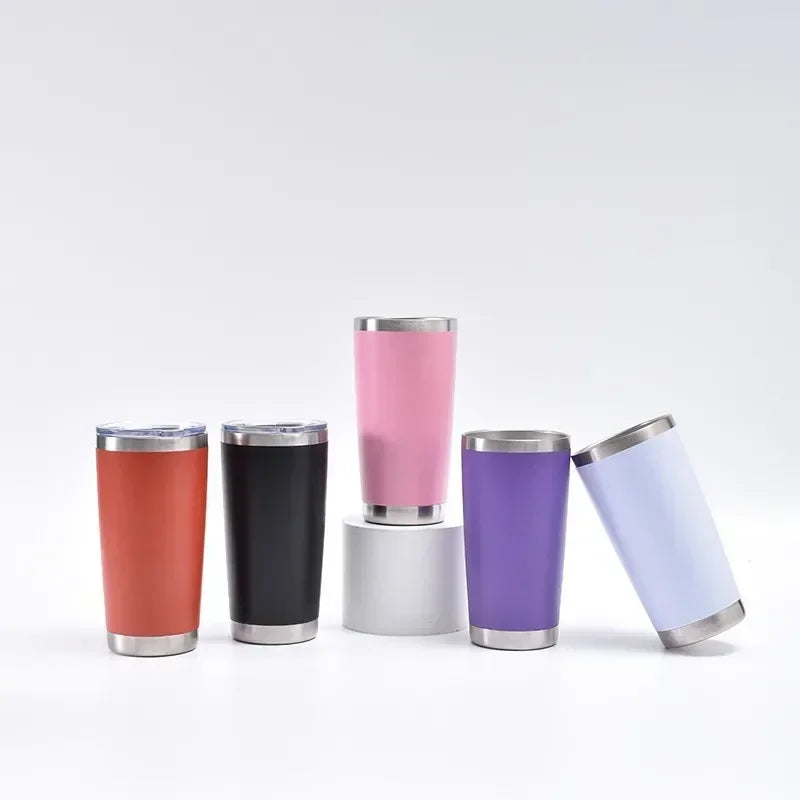 20oz High Color Double Layer Stainless Steel Insulated Cup Car Cup Ice Cream Cup Beer Cup Outdoor Portable Water Cup