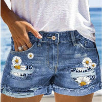 Wepbel Denim Shorts Women's Mid Waist Loose Sexy Hot Short Pants Wash Ripped Short Jeans Summer Straight Jeans