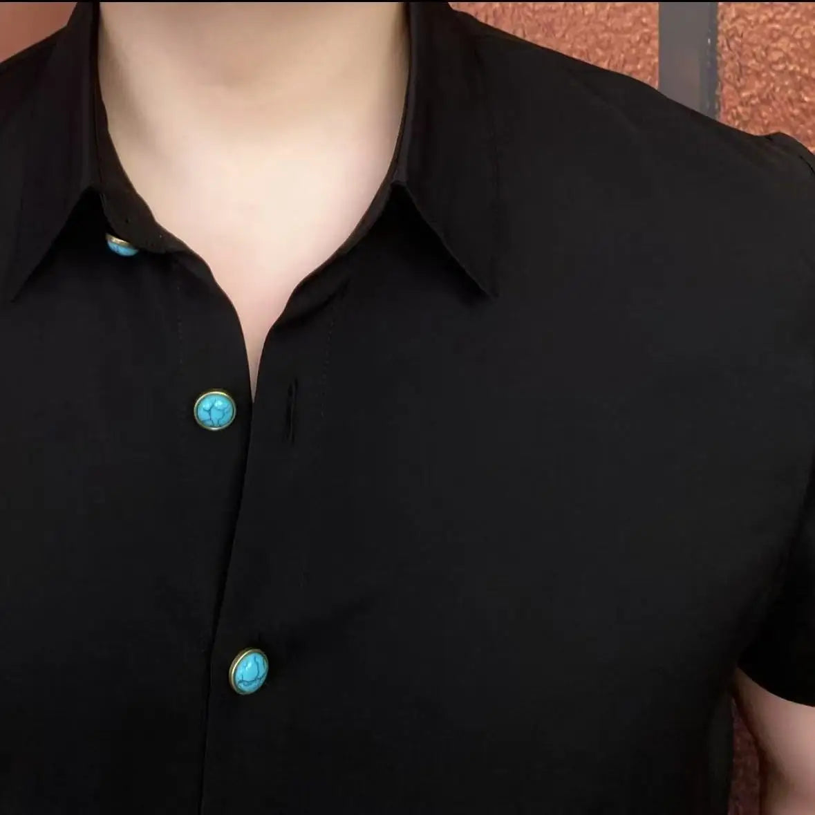 British Style Short Sleeved Shirt for Men Personalized Button Design Casual Business Shirt Slim Social Streetwear Men Clothing