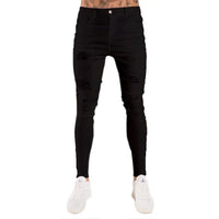 2023 White Embroidery Skinny Ripped Jeans Men Cotton Stretchy Slim Fit Hip Hop Denim Pants Casual Jeans for Men Jogging Trousers