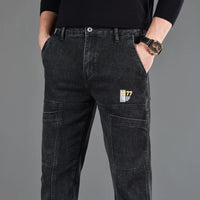 Fashion Print Six-Pocket Jeans Small Straight Cut Style Men's Casual Comfortable Fit Clothing