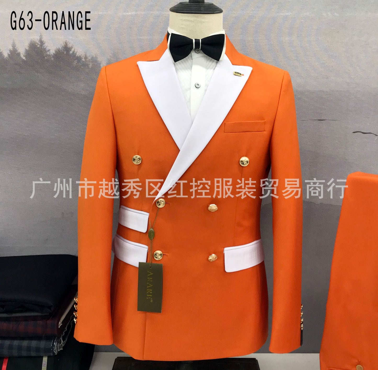 2023 Double-breasted Six-button Two-piece Full Men's Suit