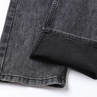 Men Casual Stretch Jeans Male 2025 New Fashion Classic Business Straight Leg Smoke Gray Work Denim Trousers Brand Clothing