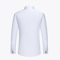 Embroidered French Cufflinks Men's Long-Sleeve Shirt with Collar Pins, Big Collar Dress Shirt for Business Formal Wear, Gentlema