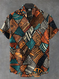 Men's Short Sleeve Linen 100% Shirt 3D Octopus Print Funny Art Hawaiian Leaf Flip-Collar Shirt New Collection