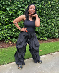 Summer Fashion 2025 Women Ruffle Print Cargo Pants Casual New Female Streetwear Joggers Elastic High Waist Loose Latern Trousers