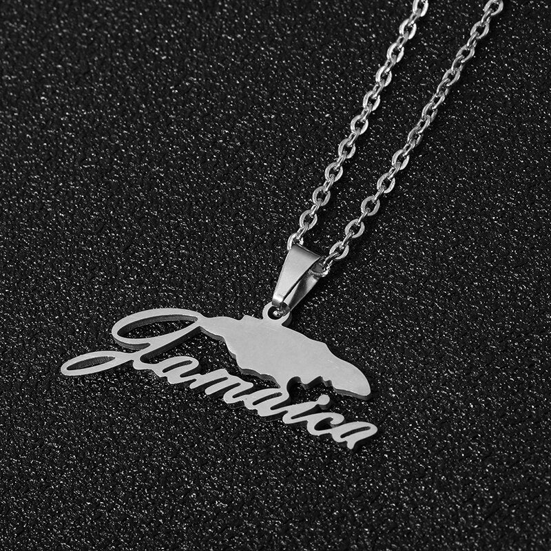 Fashion Jamaica Map Pendant Necklace for Women Men Gold Color Jamaicans Party Engagement Annivers Stainless Steel Jewelry Gifts