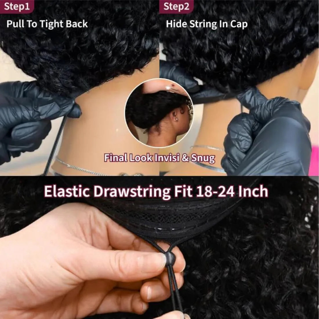Deep Curly Half Wig Human Hair 200% Density 3 In 1 Half Wigs for Women Drawstring Seamless Flip Headband Wig Beginner Friendly