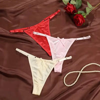 New Adjustable Girls G-Strings Pants Satin  Cotton Crotch T-Back Women's Sexy Thin Strap Bow Underwear Plus Size