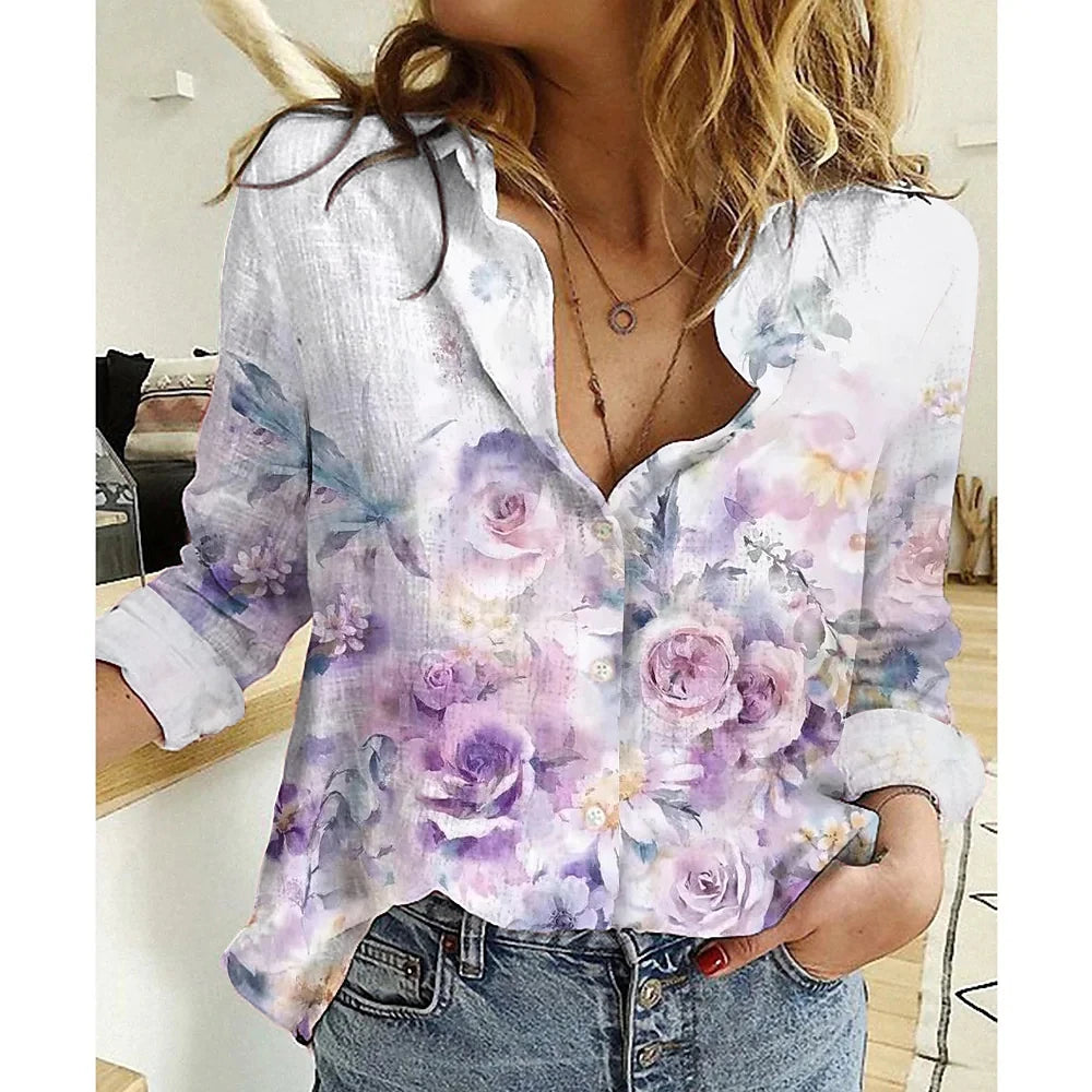 Temperament Loose Blouse Fashion Casual Woman Shirt Elegant Long Sleeve Shirt Woman Holiday Weekend Top