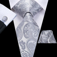 Hi-Tie Champagne Floral Paisley Silk Elegant Tie For Men Groom Wedding Men Necktie Pocket Square Cufflink Accessory Wholesale
