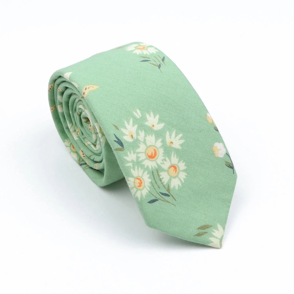 New Floral Elegant Tie For Men Women 100% Cotton Beautiful Flower Paisley Necktie Narrow Skinny Cravat Wedding Casual Corbatas