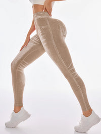  Women Sport Yoga Leggings Faux Jeans Skinny Tight Seamless Fitness Outerdoor Pants
