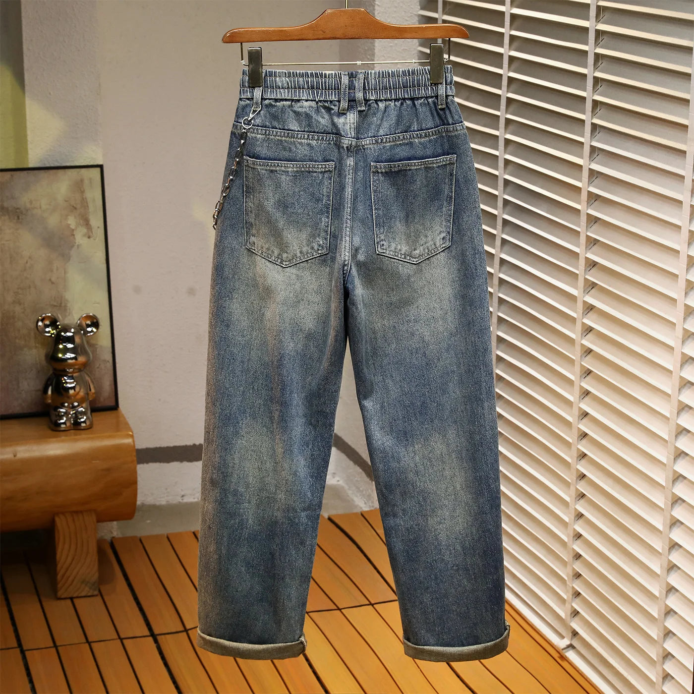 Baggy Jeans Man Pants Autumn Winter New American Retro Loose Straight Vintage Wash Distressed Wide Leg Y2k Jeans