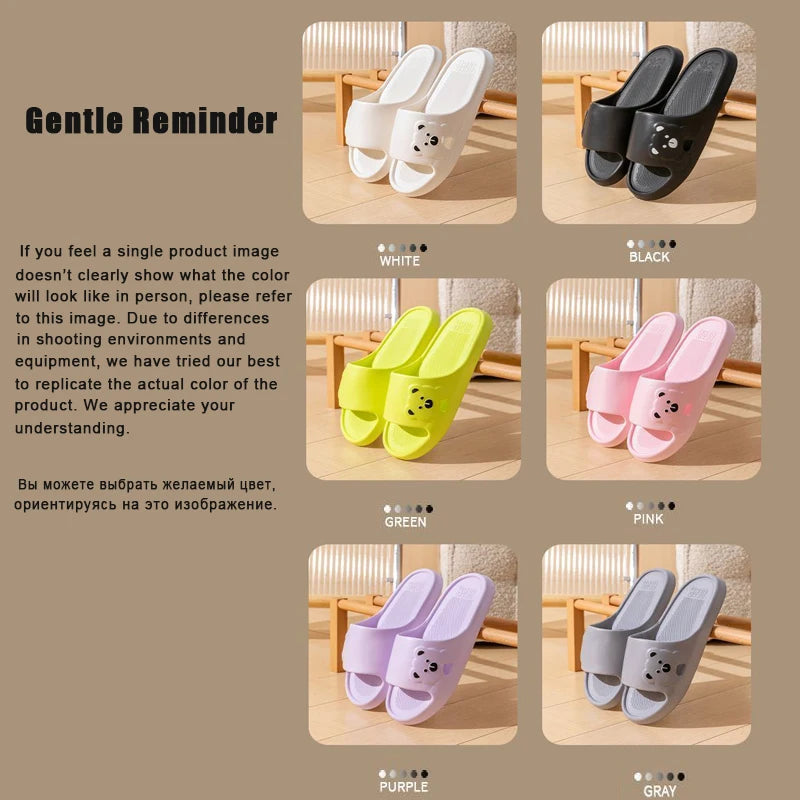 Summer Cartoon Bear Indoor Slippers for Women Lightweight Soft EVA Slides Woman Comfort Home Bathroom Non Slip Slippers