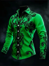 Men's Casual Long Sleeve Button up Shirt 3D Printed Ethnic Art Patterns Fashionable Comfortable Top
