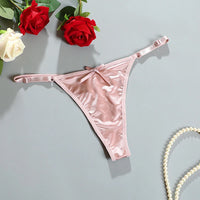 New Adjustable Girls G-Strings Pants Satin  Cotton Crotch T-Back Women's Sexy Thin Strap Bow Underwear Plus Size