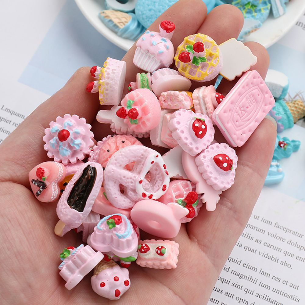 10Pcs/Bag Y2k Kawaii Nail Art Decoration DIY Nail Charms 3D Donut Ice Cream Bear Candy Lollipop Nail Figure Exquisite Nail Tools