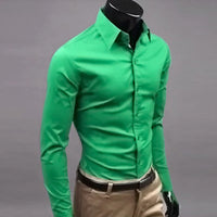 Men\'s Long Sleeve Button Up Shirts Solid Slim Fit Casual Business Formal Dress Shirt Suit for Wedding