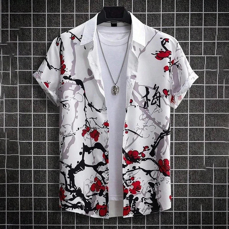 Summer 3d graffiti print shirt Casual fashion business men Hawaiian shirt Women Holiday button shirt ropa de hombre