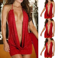 Accessories Women Dress Pole Dance Suit Polyester S-2XL Sexy Tight-Fitting Halter Neck Low-Cut Breathable Comfortable