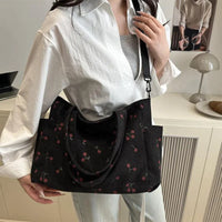 Ladies' shoulder bag, new corduroy hand-held large-capacity handbag, suitable for commuting, attending classes and traveling