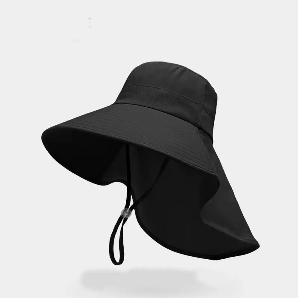 Sun Hat For Women With Neck Flap UPF 50+ UV Protective Hiking Beach Shawl Sunscreen Cap Wide Brim Ponytail Travel Fisherman Hat