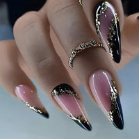 24Pcs Oval Head False Nails Pink Almond Artificial Fake Nails With Glue Full Cover Nail Tips Press On